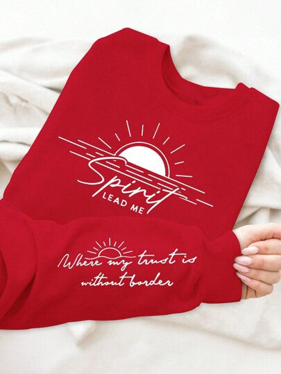 Damen Sweatshirt mit inspirierendem Druck und weich fließendem Stoff Drune