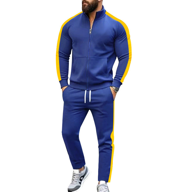 Herren sportlicher Trainingsanzug mit stylischem Reißverschluss und Kontraststreifen Drune