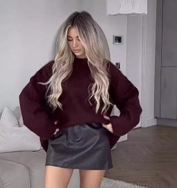 Damen lässiger, oversized Pullover aus weichem Strick Drune