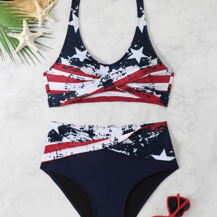 Damen Sportliches Bikini-Set mit hochgeschnittenem Bund Drune