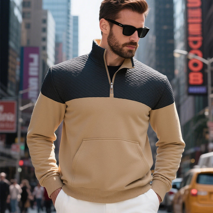 Herren modischer Sweatshirt mit hohem Kragen und zwei Taschen Drune
