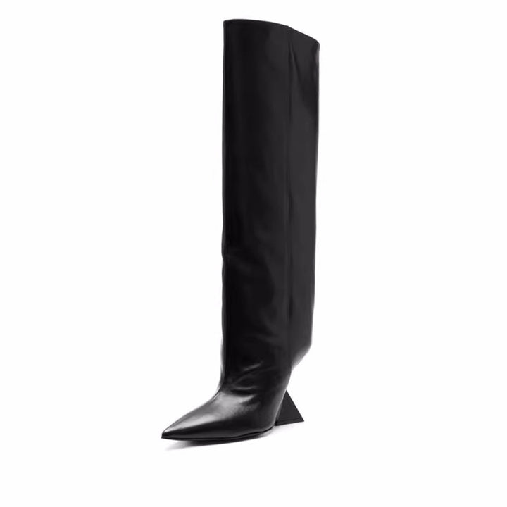 Damen kniehohe Stiletto-Stiefel mit skulpturellem Design Drune
