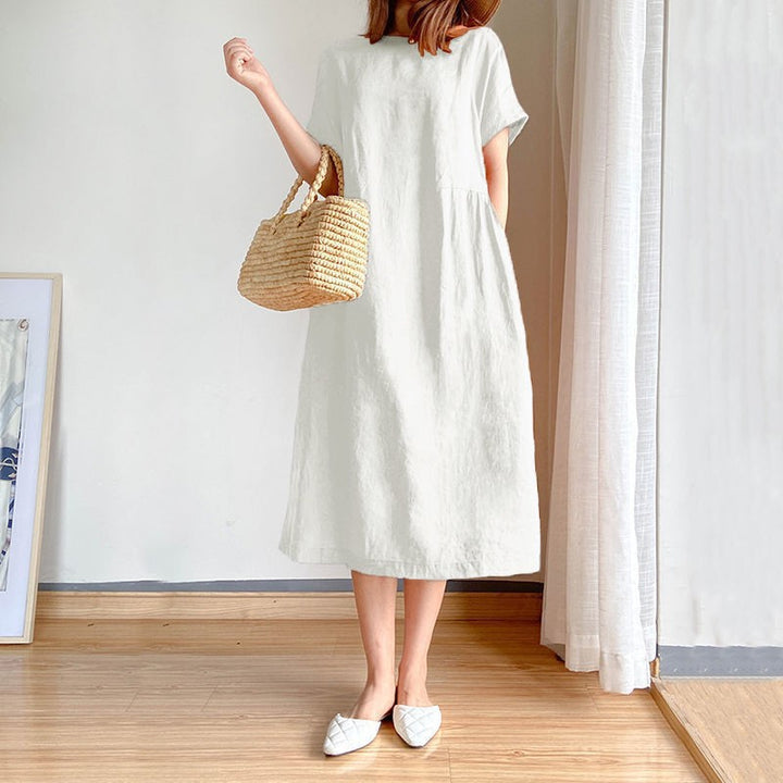 Damen Leichtes und vielseitiges Sommerkleid mit Taschen Drune