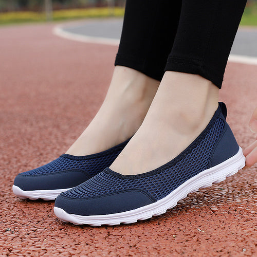 Damen nan atmungsaktive Netz-Ballerina-Sneaker mit flexibler rutschfester Laufsohle und gepolstertem Fußbett Drune