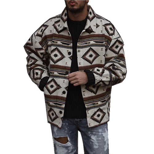 Herren gemusterte Freizeitjacke im modernen Look mit leichtem Futter Drune
