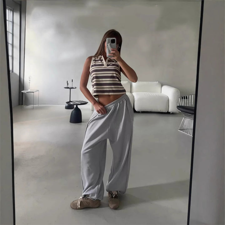 Damen nan weite Lounge-Jogginghose mit elastischem Komfortbund und seitlichen Eingrifftaschen Drune