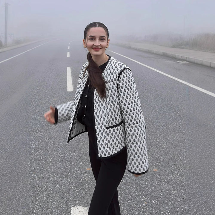 Damen gesteppte Jacke mit elegantem Muster und praktischem Taschen-Design Drune