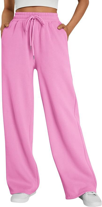 Damen nan weite Loungehose mit hohem Elastikbund, verstellbarem Kordelzug und fließender Palazzosilhouette Drune