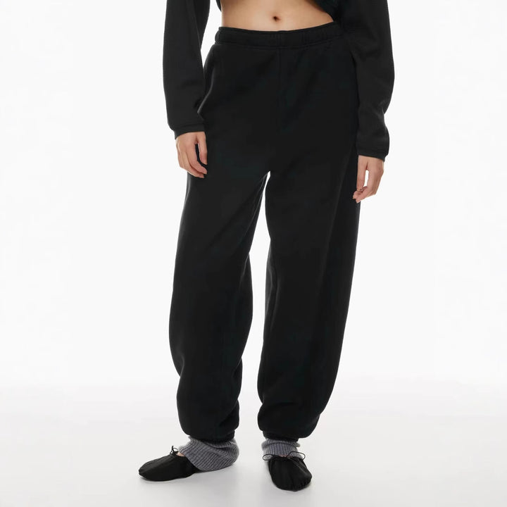 Damen nan gebürstete Relax-Jogginghose mit extra weitem Bein und elastischem Rippabschluss Drune
