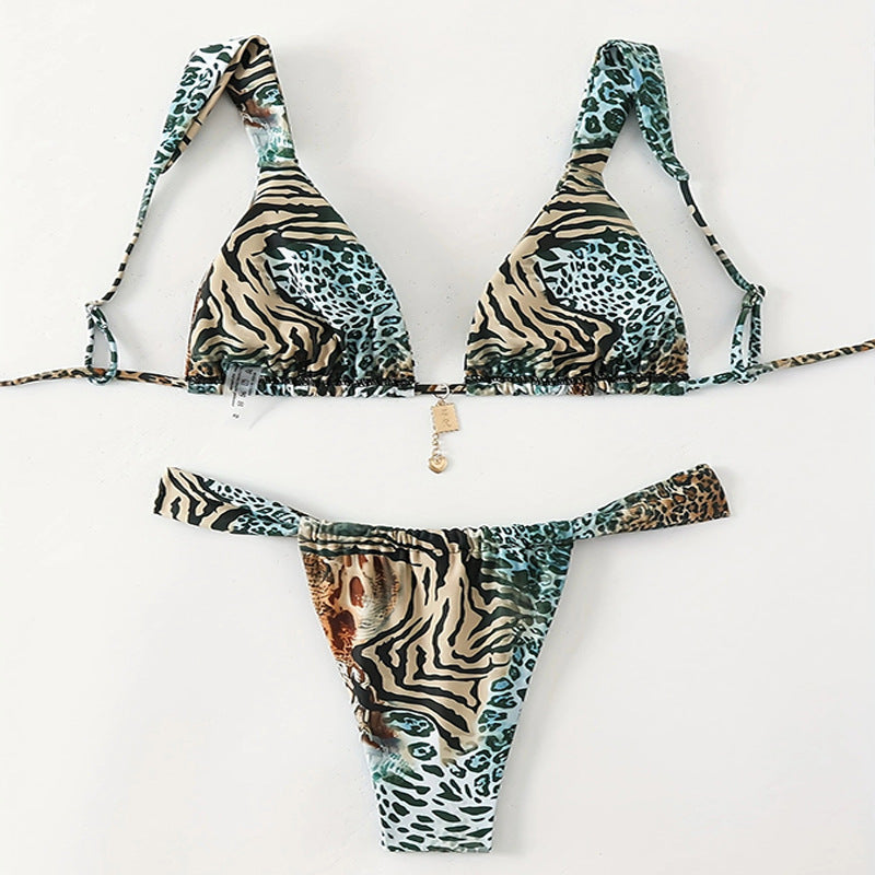 Damen zweiteiliges Tiermuster-Bikini-Set Drune
