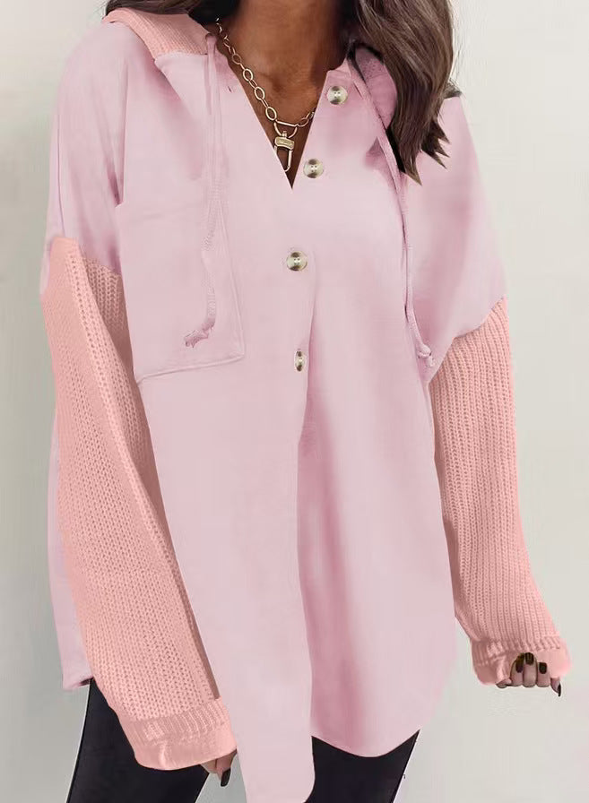 Damen lässige Pulloverjacke mit Button-Down-Design und überschnittenen Ärmeln Drune