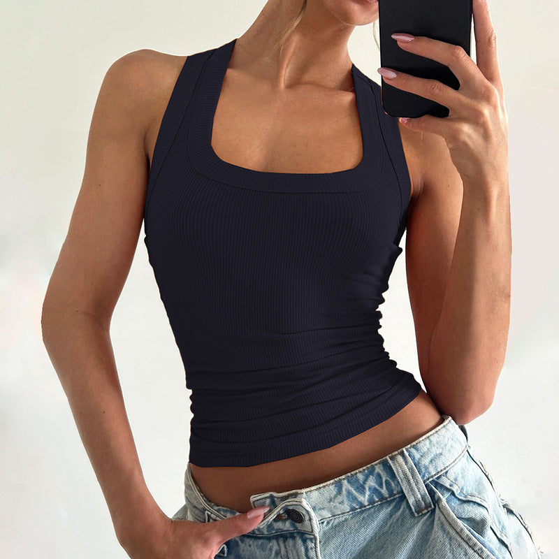 Damen Fitness Top mit figurbetontem Schnitt und Quadrat-Ausschnitt Drune
