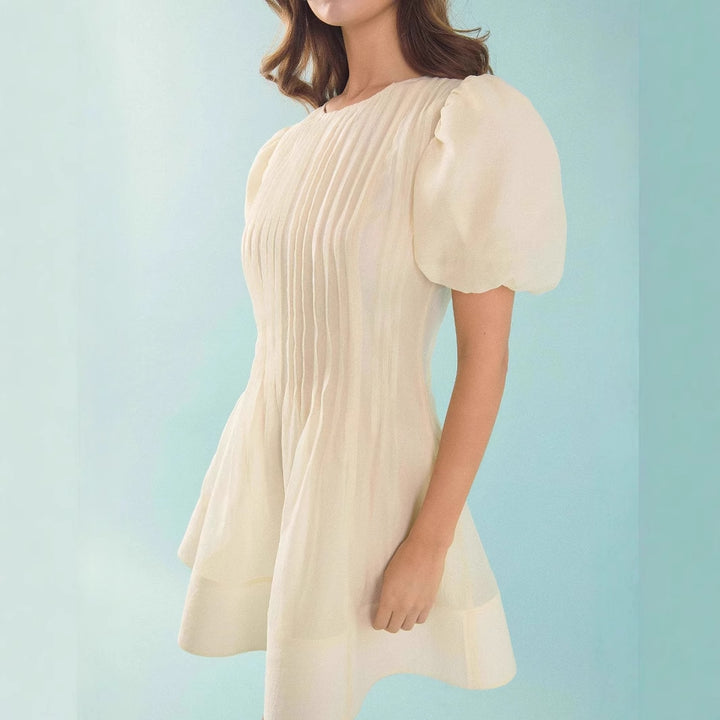 Damen Puffärmel Kleid Drune