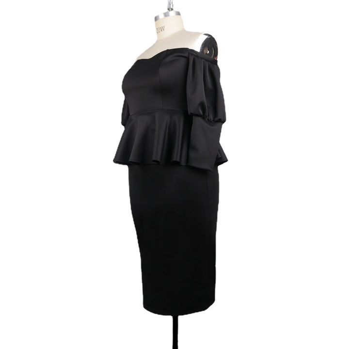 Damen Figurbetontes Peplum Kleid mit Off-Shoulder Ausschnitt Drune