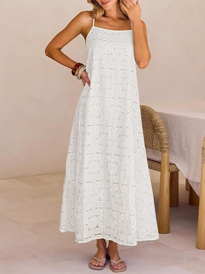 Damen Maxikleid mit filigranem Lochmuster Drune