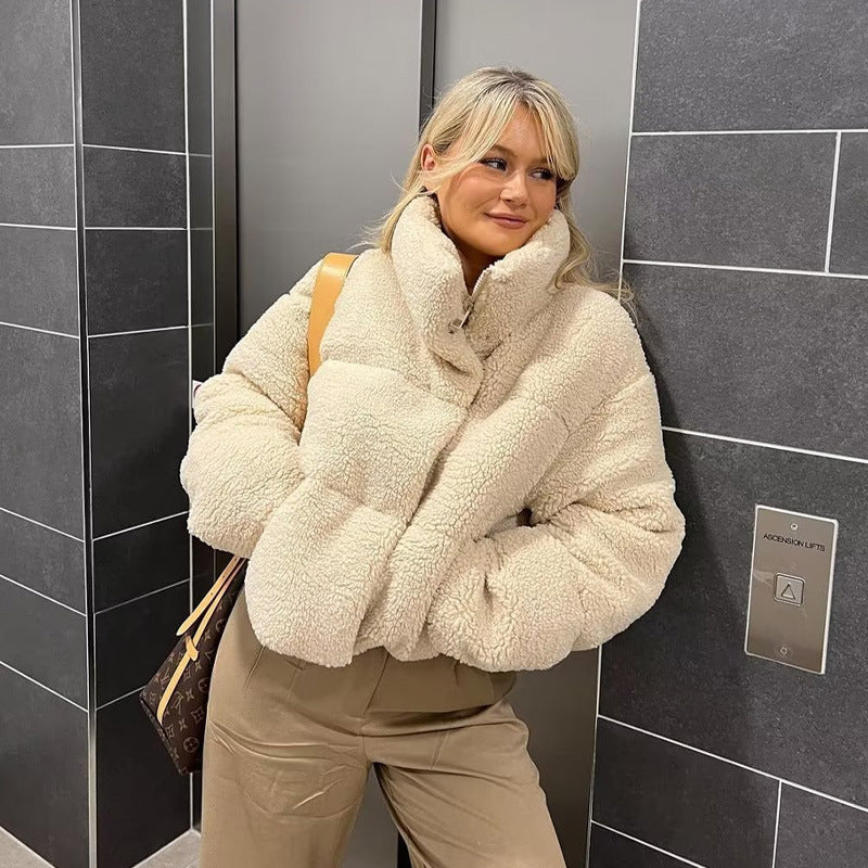 Damen Kuschelige Kurzjacke aus Fleece mit hohem Kragen Drune