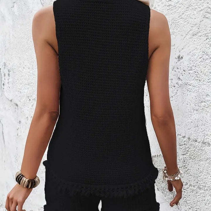 Damen Strickoberteil und Shorts Set mit fransigen Abschlüssen Drune