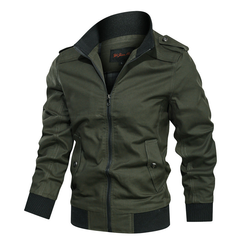 Herren nan leichte Canvas-Urbanjacke im Bomberstil mit hochschließendem Rippenkragen und verdecktem Zwei-Wege-Reißverschluss Drune