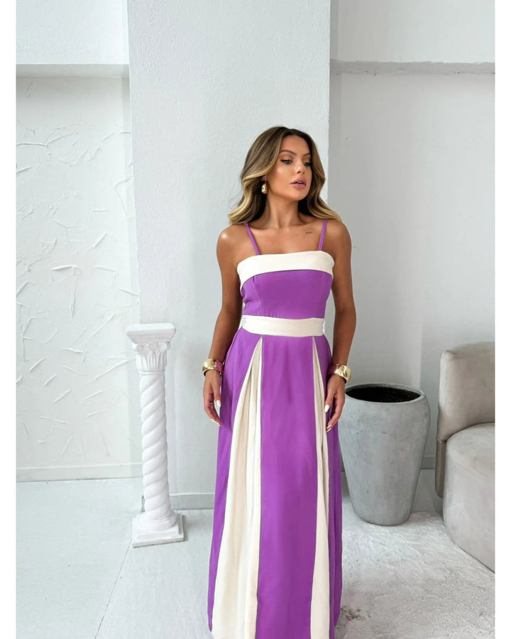 Damen Maxikleid mit eleganten Drapierungen Drune