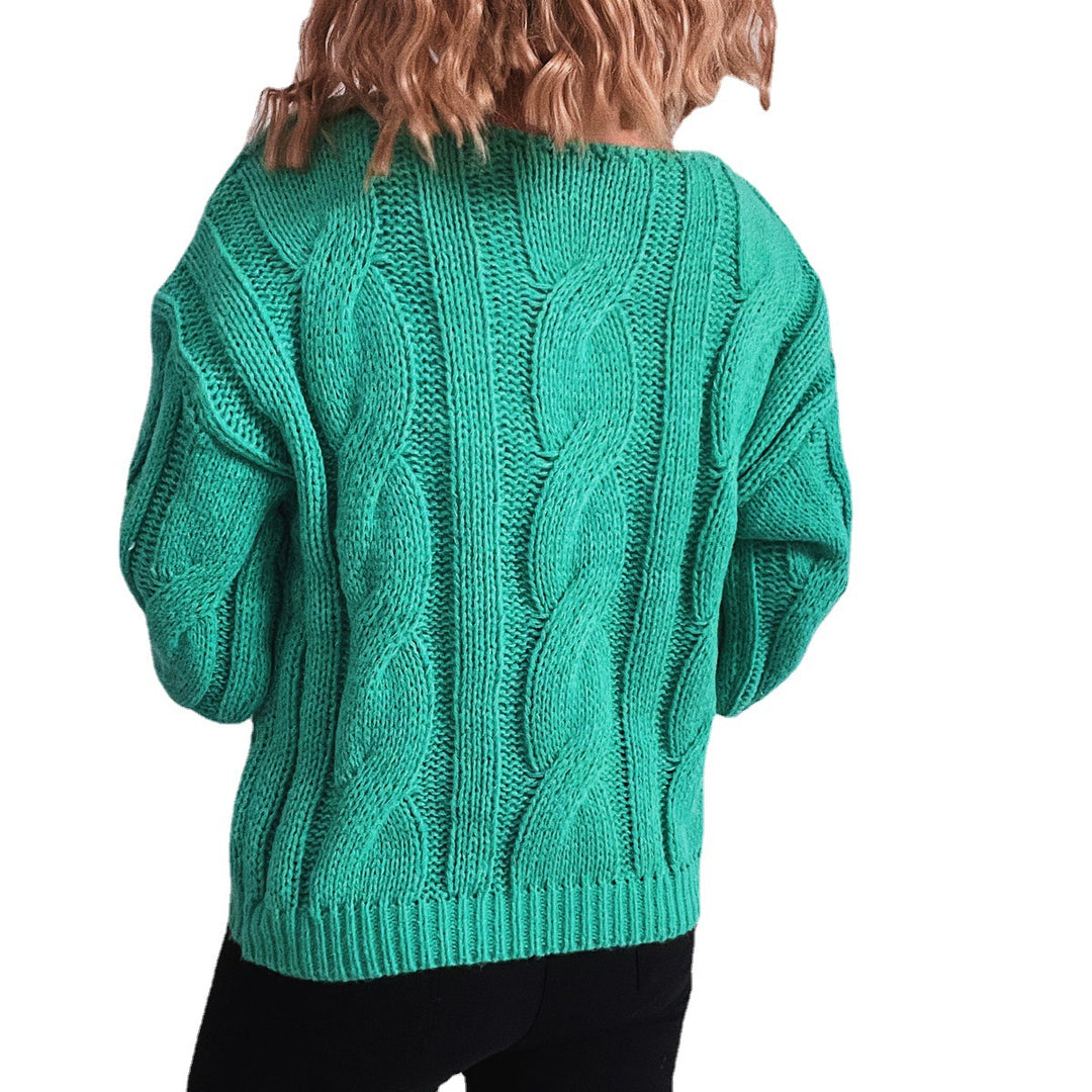 Damen Grobstrickpullover mit auffälligem Zopfmuster und weitem Schnitt Drune