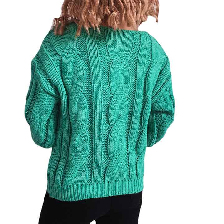 Damen Grobstrickpullover mit auffälligem Zopfmuster und weitem Schnitt Drune