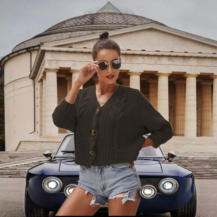 Damen Grobstrickjacke mit Knopfdesign und lässigem Look Drune