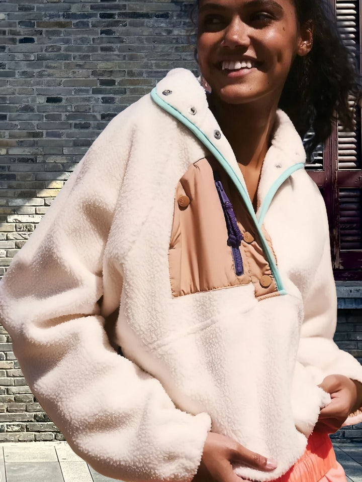 Damen Fleece-Jacke mit hohem Kragen und dekorativem Reißverschluss Drune