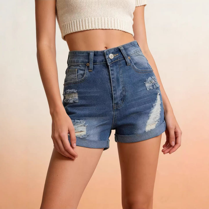 Damen Crop-Hemd im klassischen Karomuster mit Puffärmeln Drune