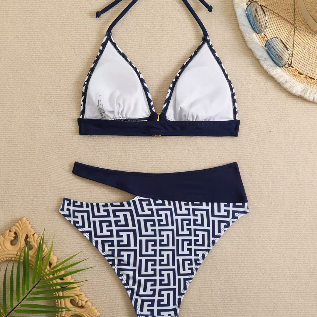 Damen Triangel-Bikini mit elegantem geometrischem Muster Drune