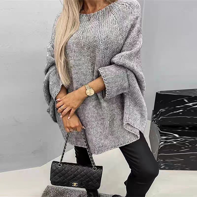 Drune | Strick Cape Pullover Übergröße Passform Grober Wollmix Fledermausärmel
