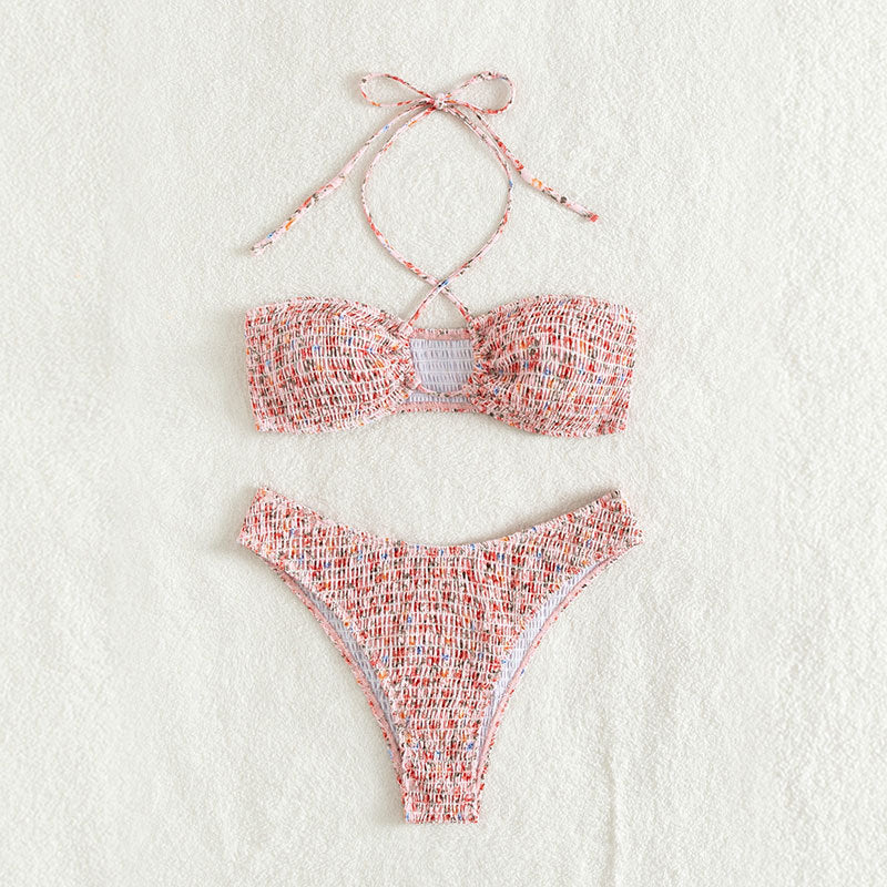 Damen Bandeau-Bikini mit verspieltem Wickeldetail und Rüschendesign Drune