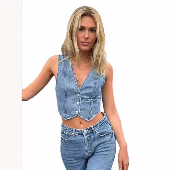 Damen Jeans-Weste mit schmaler Passform und modernem Schnitt Drune