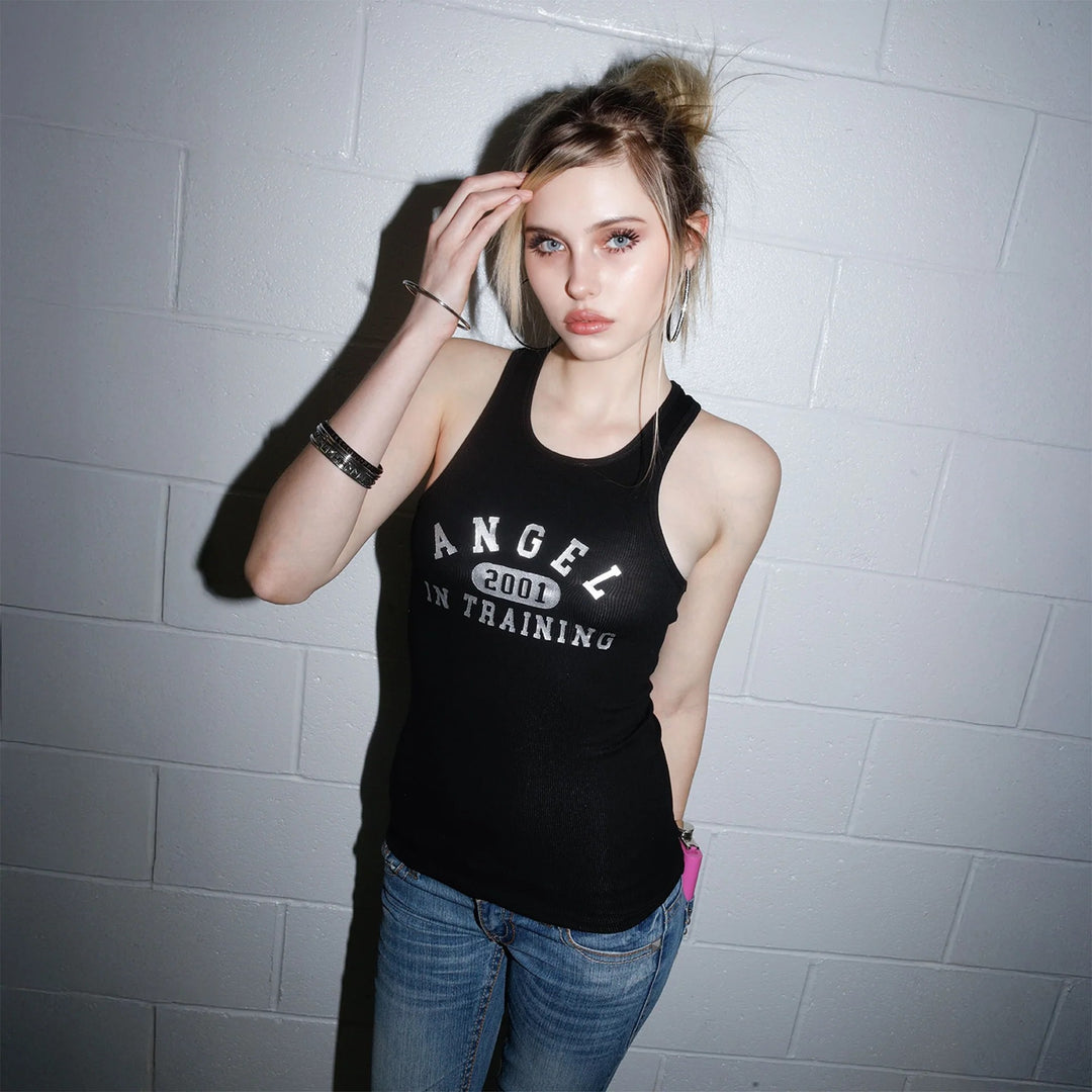 Damen Sportliches Muskelshirt mit grafischem Print Drune
