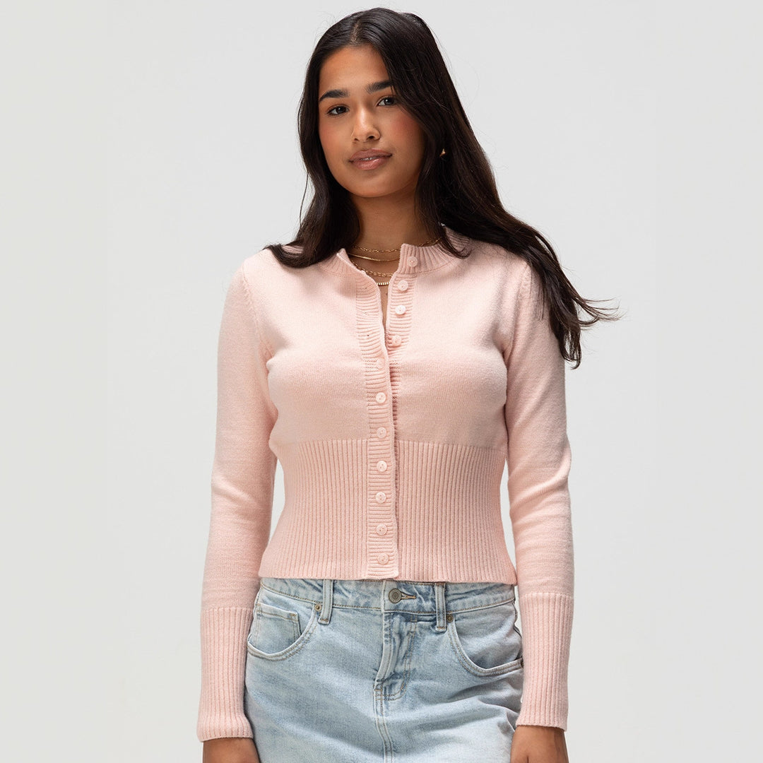 Damen Strickjacke mit kontrastierenden Knopfdetails Drune