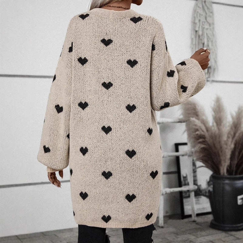 Damen Strickjacke mit Herzmuster und lässiger Passform Drune
