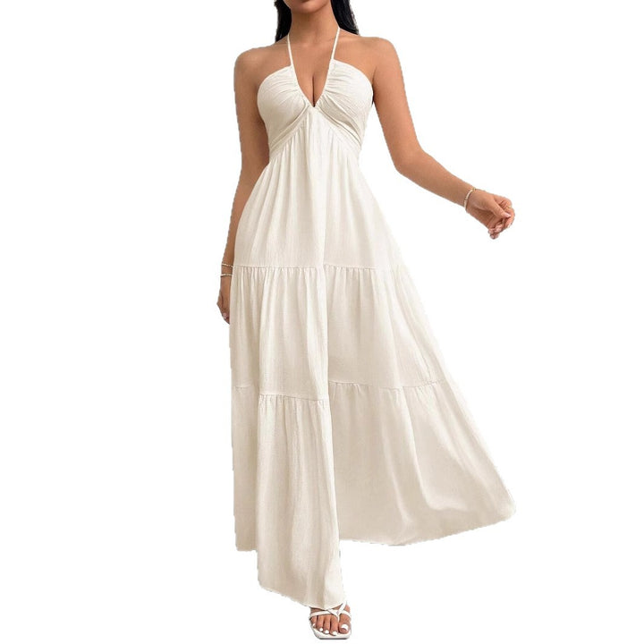 Damen Maxikleid mit tiefer Frontausschnitt und schwingendem Rock Drune