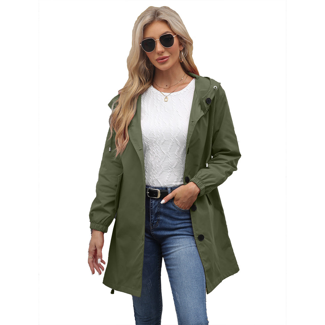 Damen modische Übergangsjacke mit verstellbarer Kapuze und praktischen Taschen Drune