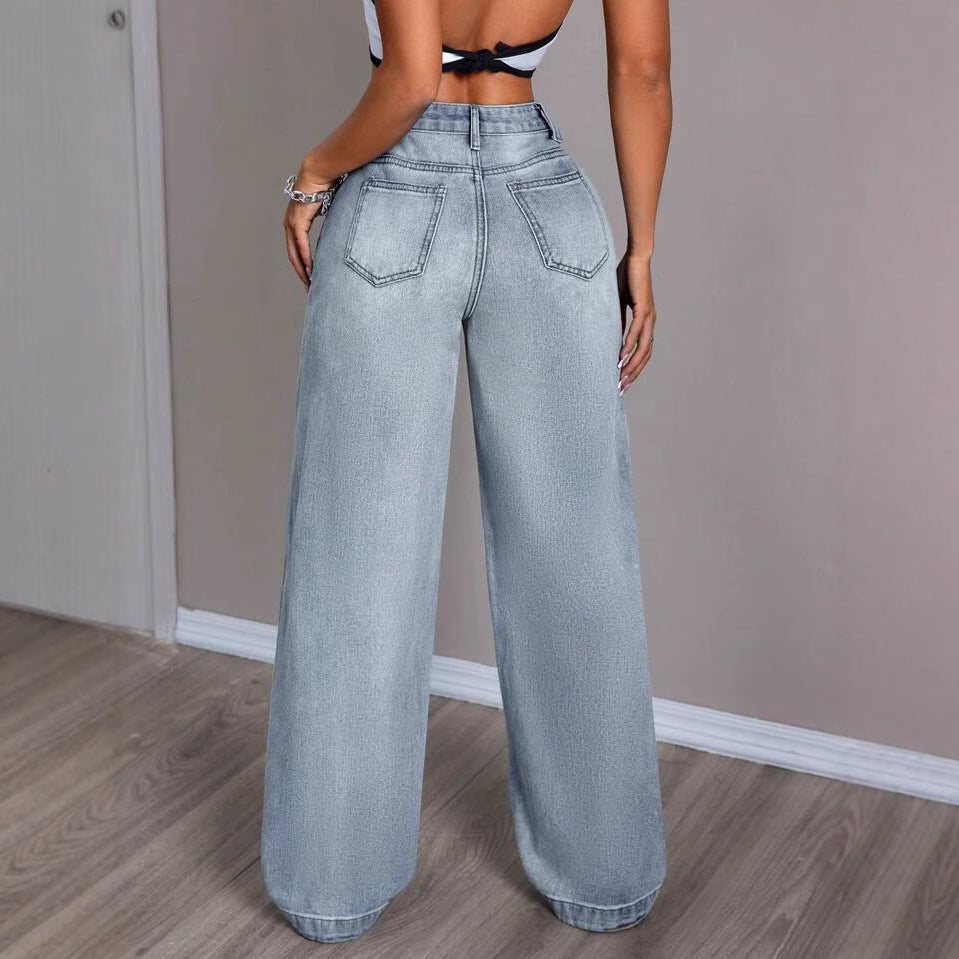 Damen Weite Jeanshose im Vintage-Stil Drune