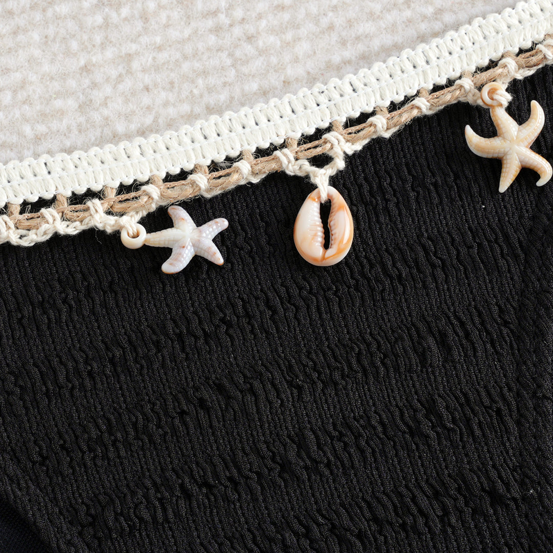 Damen Bikini-Set mit verspieltem Muscheldetail und elastischen Bändern Drune