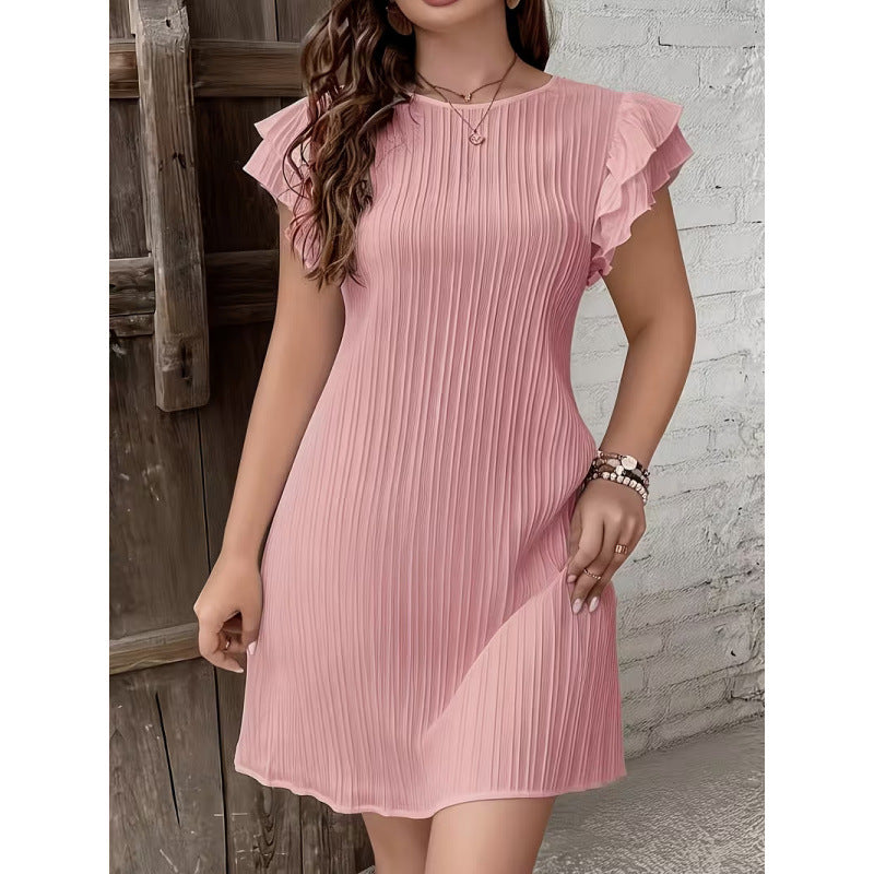 Damen Plissiertes Kurzkleid mit Rüschendetails Drune