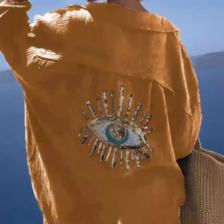 Damen Bluse mit einzigartigem Auge-Stickerei Drune