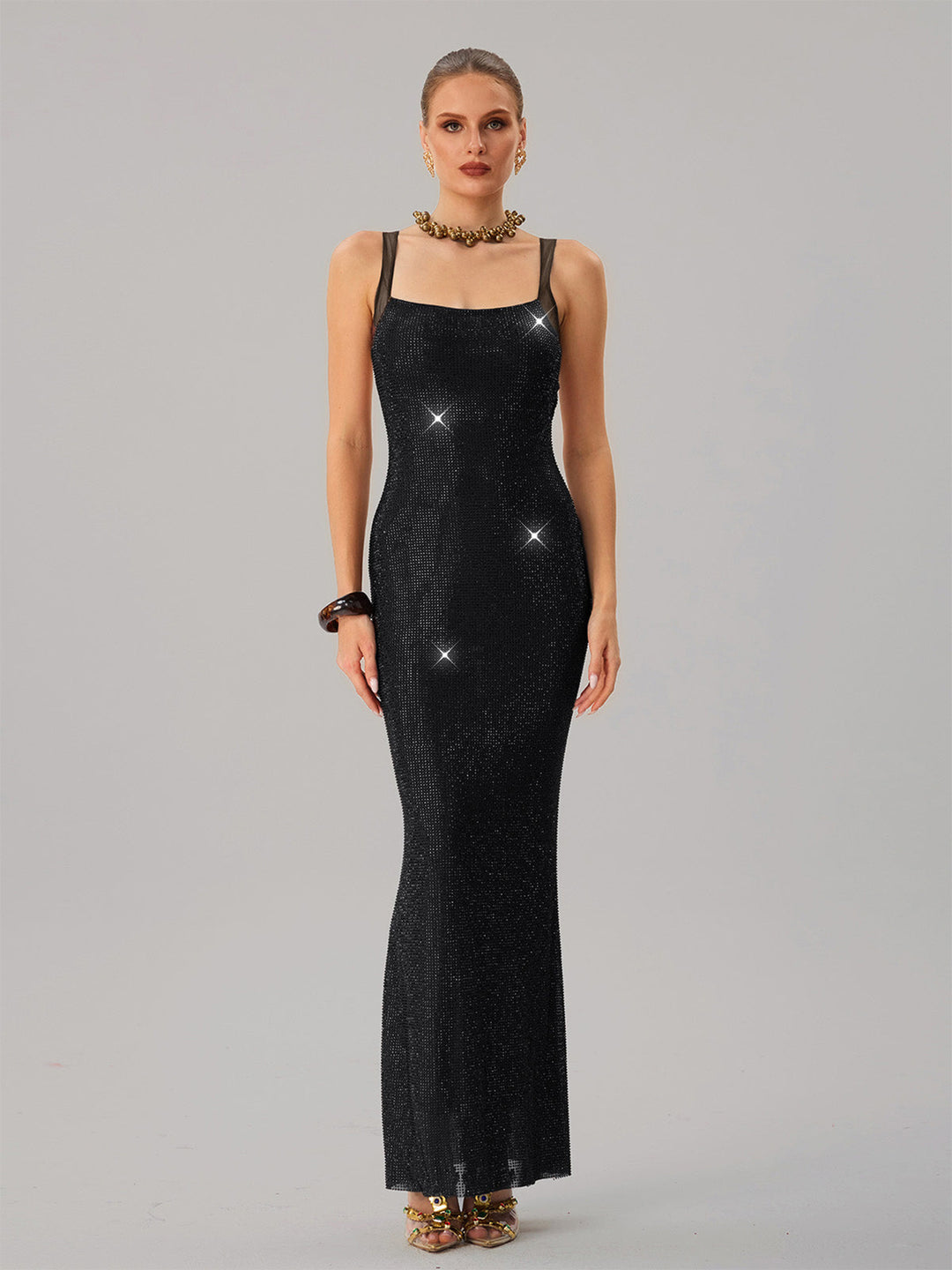 Damen Glamouröses Abendkleid mit funkelnden Pailletten und taillierter Silhouette Drune