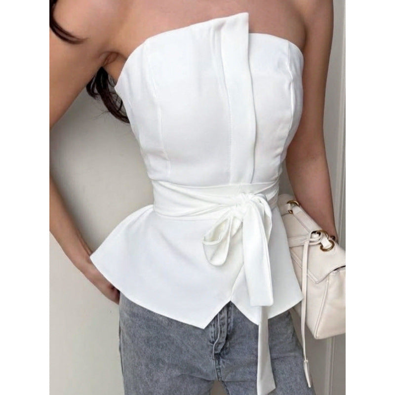 Damen Tailliertes Oberteil mit strukturiertem Design und schicker Rüsche Drune