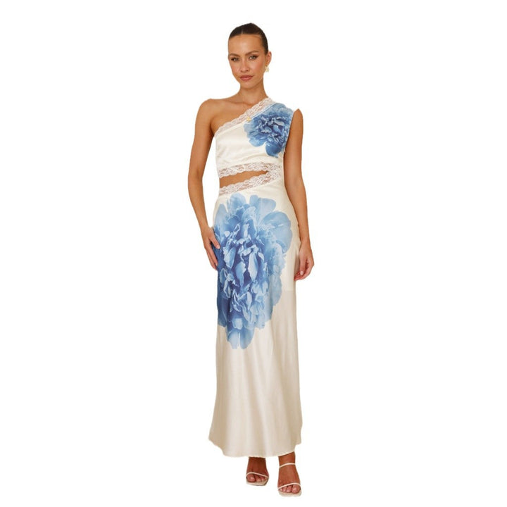 Damen elegantes Abendkleid mit asymmetrischem Design und luxuriösen Spitzendetails Drune