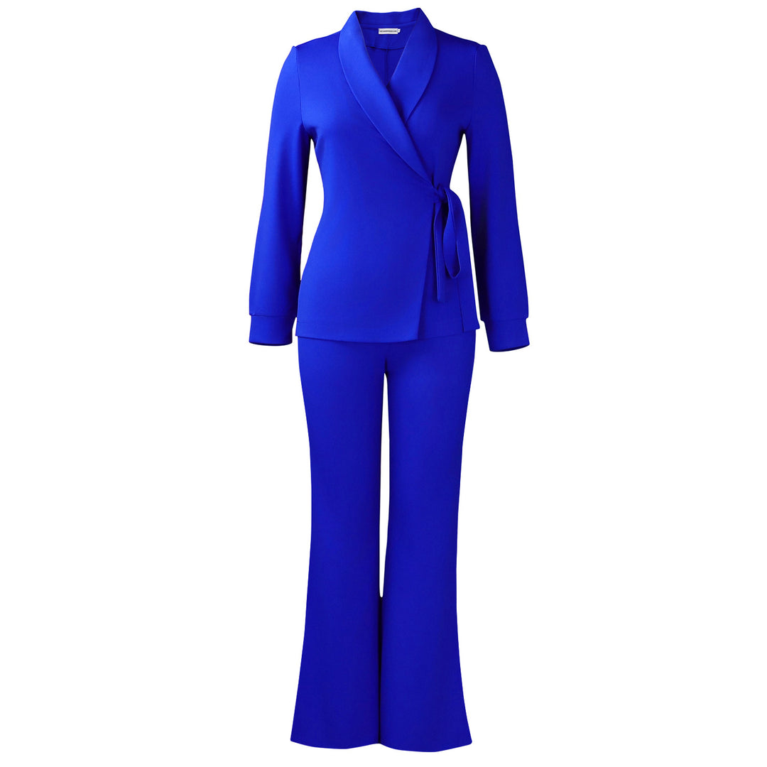 Damen elegantes Blazer-Set mit weitem Bein und modischem Gürtel Drune
