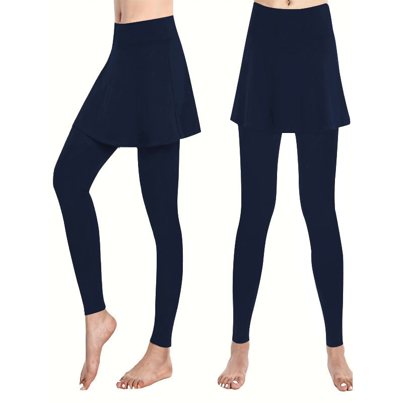 Damen Leggings mit rockähnlicher Einlage und hohem Bund Drune