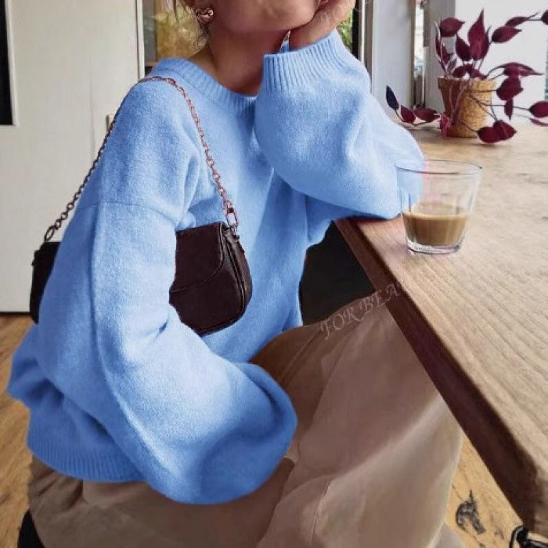 Damen kuscheliger Rundhalspullover aus feiner Strickqualitätsmischung Drune