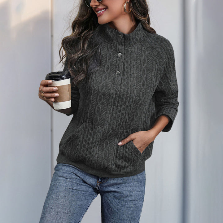 Damen Pullover mit hohem Kragen und strukturiertem Muster Drune