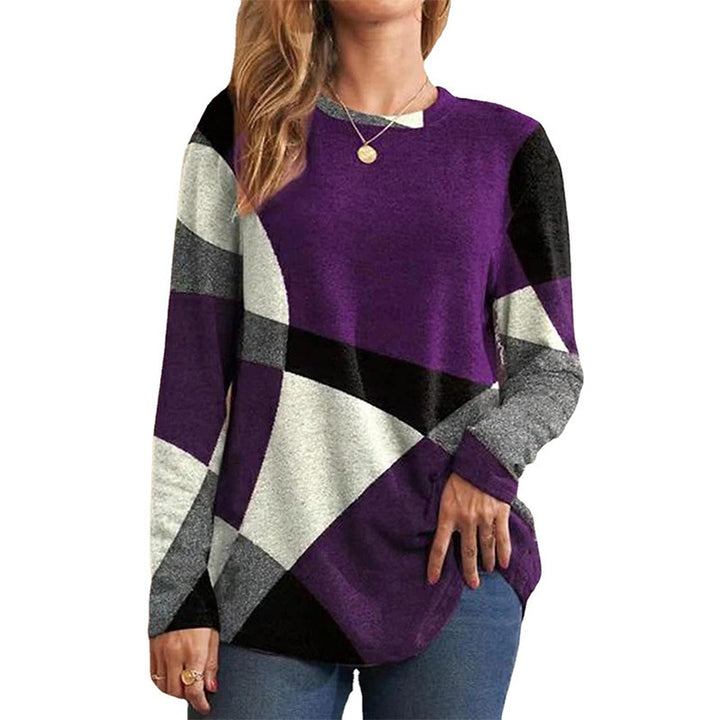 Damen nan Langarmshirt mit grafischem Print, Rundhalsausschnitt und geschwungenem Saum Drune