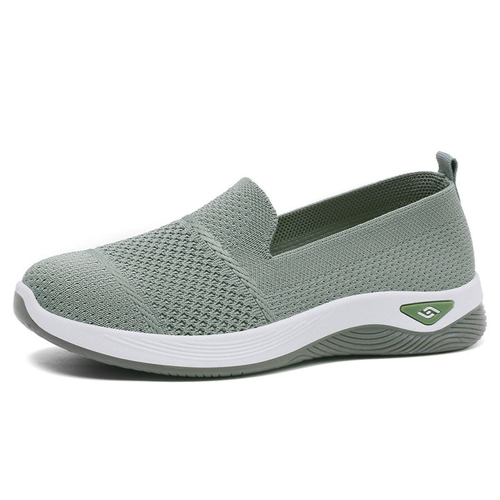 Damen nan eleganter Strick-Slipper mit verstärkter Zehenkappe, flexibler Dämpfungsplattform und Zuglasche Drune